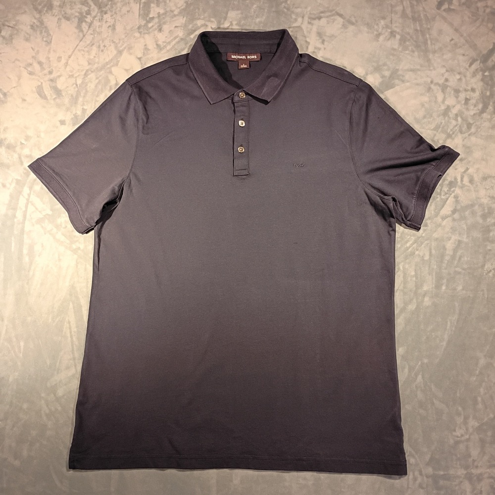 Michael Kors Mens Short Sleeve Polo Shirt Charcoal Grey Logo Size L
